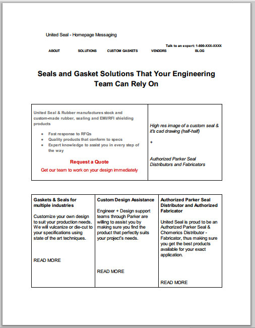 website wireframes, defining messaging in word