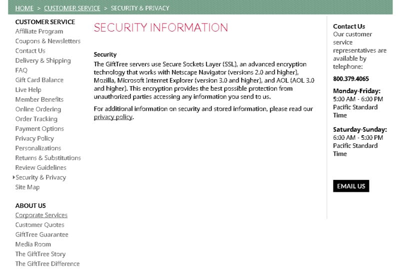 GiftTree - 安全 - 信息--- SSL， - 安全 - 网页 - about_us_page