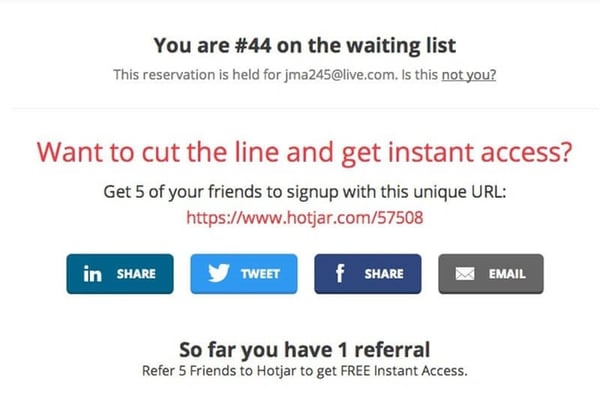SaaS marketing Hotjar cut the line to get instant access-1
